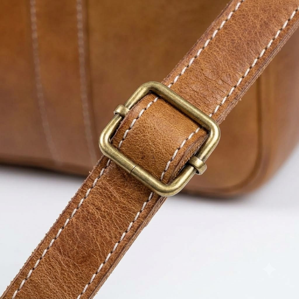 Riad Travel Duffle brown leather duffle, additional product view 5