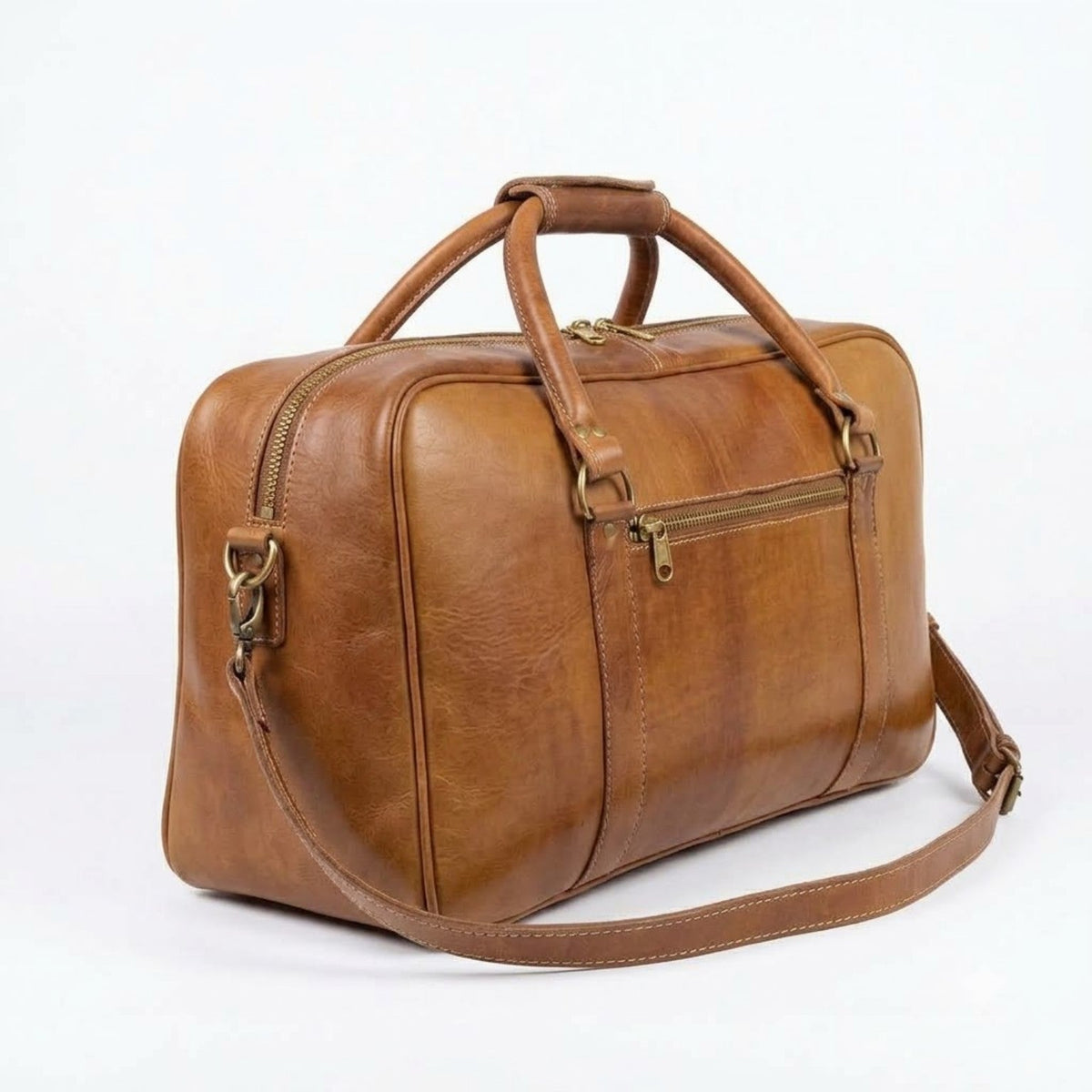 Riad Travel Duffle large brown leather travel bag