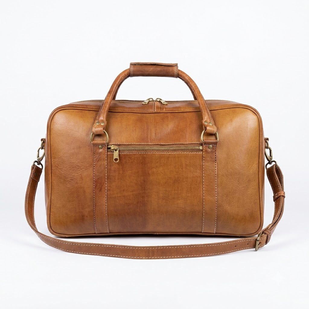Riad Travel Duffle brown leather duffle, additional product view 1