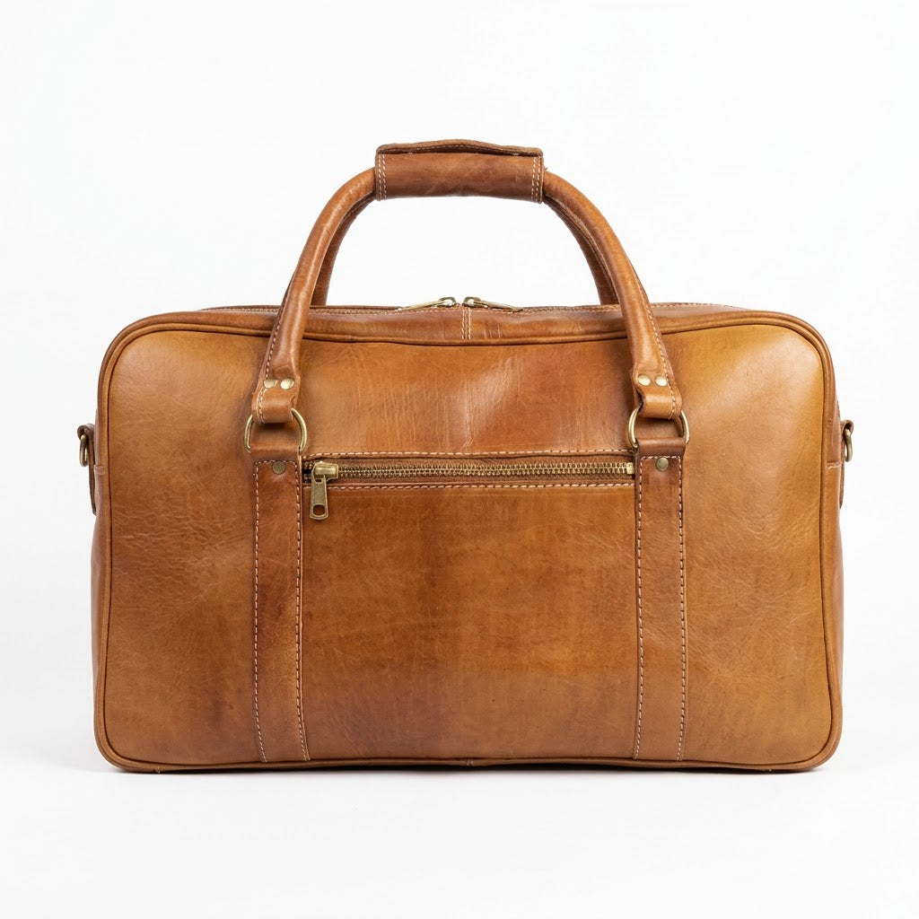 Riad Travel Duffle brown leather duffle, additional product view 4