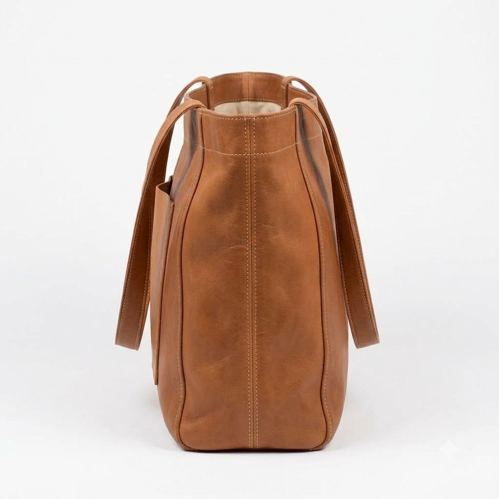 Souq Carryall Tote brown leather carryall, additional product view 2