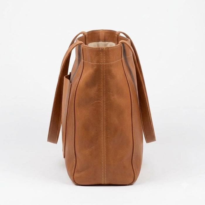 Souq Carryall Tote brown leather carryall, additional product view 2